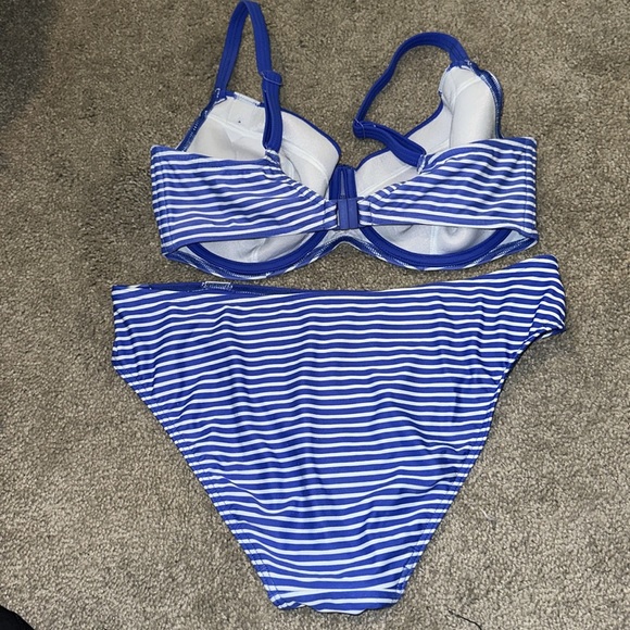 Freya blue and white striped bikini 34G top and medium bottom ☮️ - Picture 3 of 6